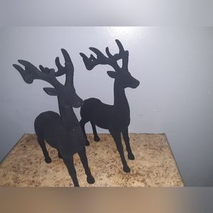 Majestic Black Velveteen Christmas Standing Reindeer Set